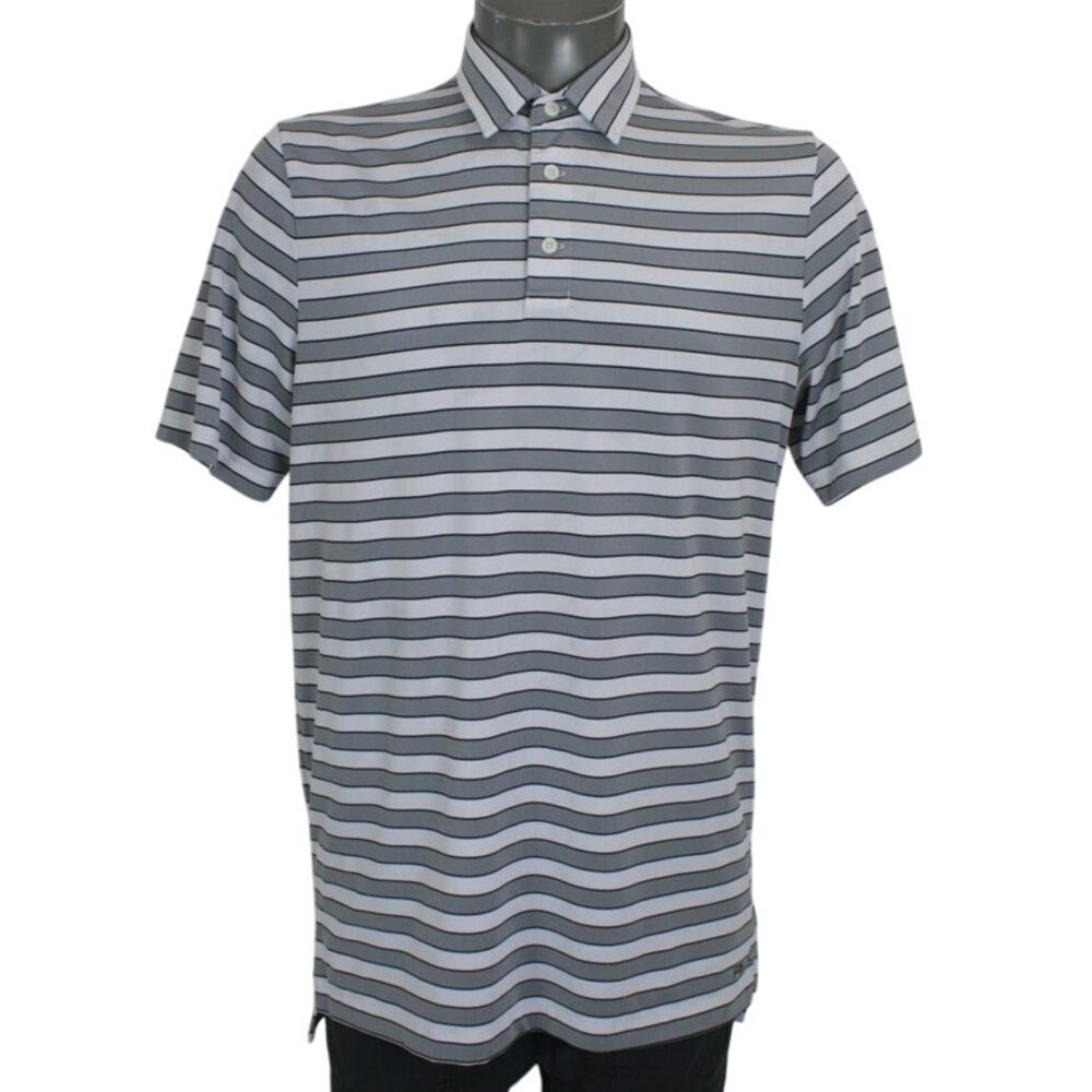 Ralph Lauren RLX Gray & White Tail Spell Out Performance Stretch Polo Shirt M